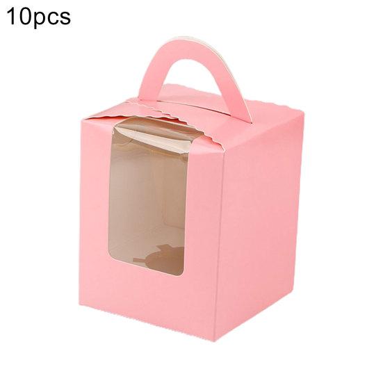 10Pcs 1 Position Handhold Cupcake Muffin Mousse Paper Packing Box Container