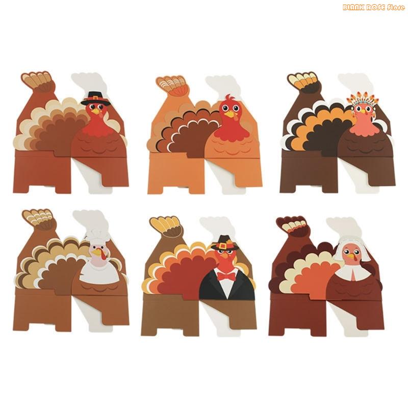 K1AE Turkey Patterned Gift Box Pack Of 12 For Holiday Treats Hands On Crafting Experience