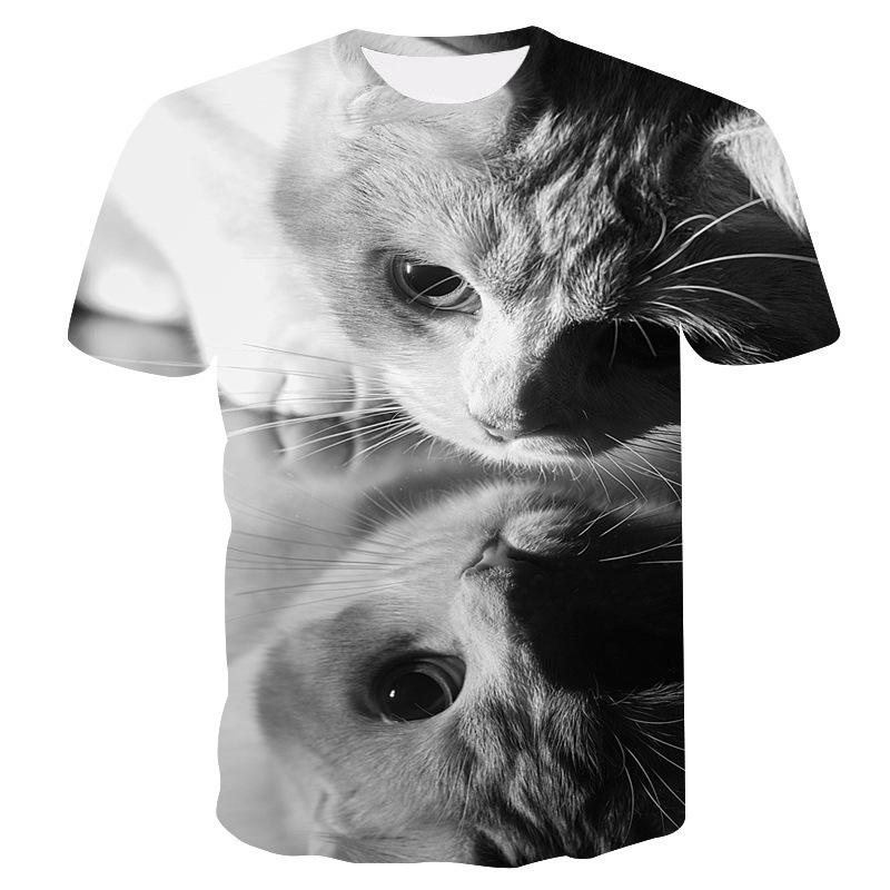 2023 European and American New Cat Couple 3D Printed Short-sleeved T-shirt Casual Short-sleeved Trendy Cute Cat 3DT-shirt