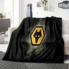 Flaming Wolves Emblem Wanderers Flannel Blanket, Soft Polyester, Modern Design, All-Season for Camping, Travel, Gifts for holidays or birthdays