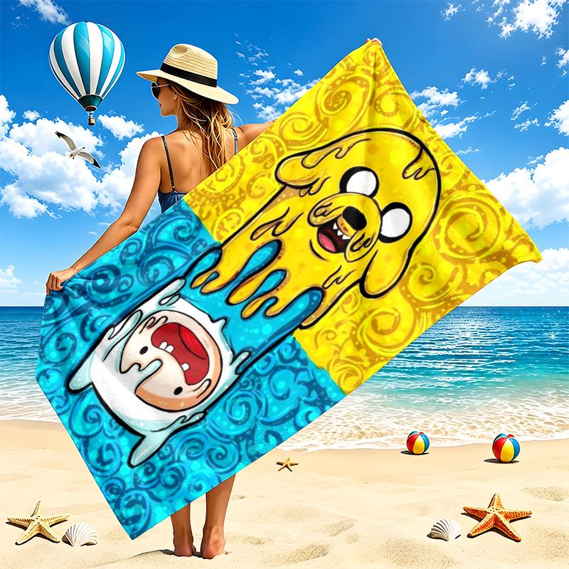 Adventure Time Beach Towel Quick Dry Soft MicrofiberSand Resistant Oversized Cabana Bath Sheet for Swimming Pool Travel Gift