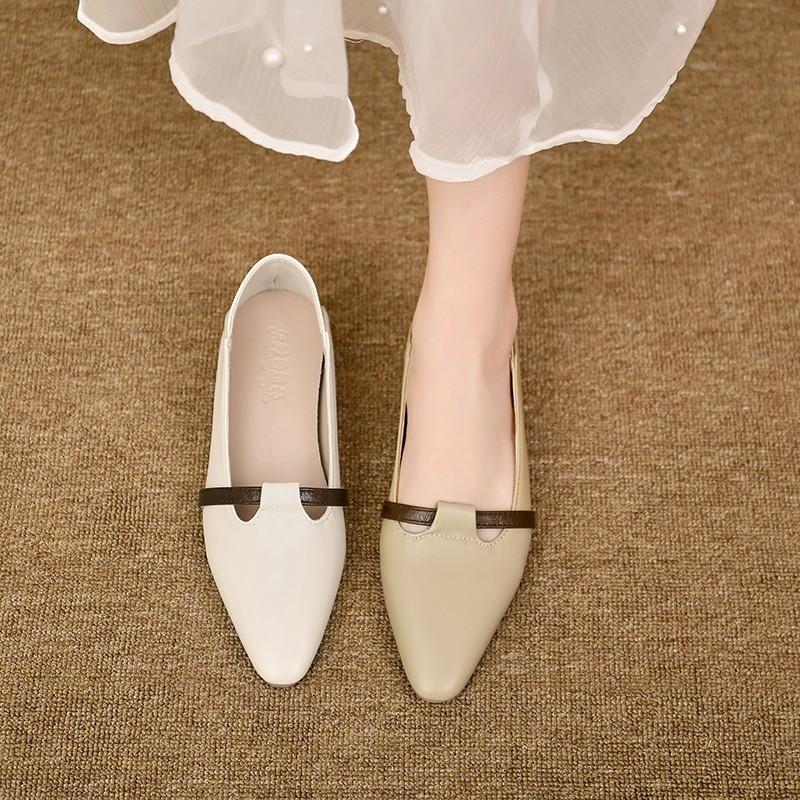 Fashion 2025 Women's Pointed Toe Slip-Ons |     Chunky Low Heel Flats |     Soft Leather Loafers |     Comfortable Work Pumps