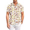 Men's Casual Loose Fit Short Sleeve Button Down Shirt Beer Festival Print Lightweight Breathable Fabric Summer Style