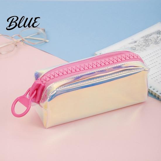 Colorful Holographic Pen Bag Iridescent Pencil Case Transparent Stationery with Wide Case U-Shaped