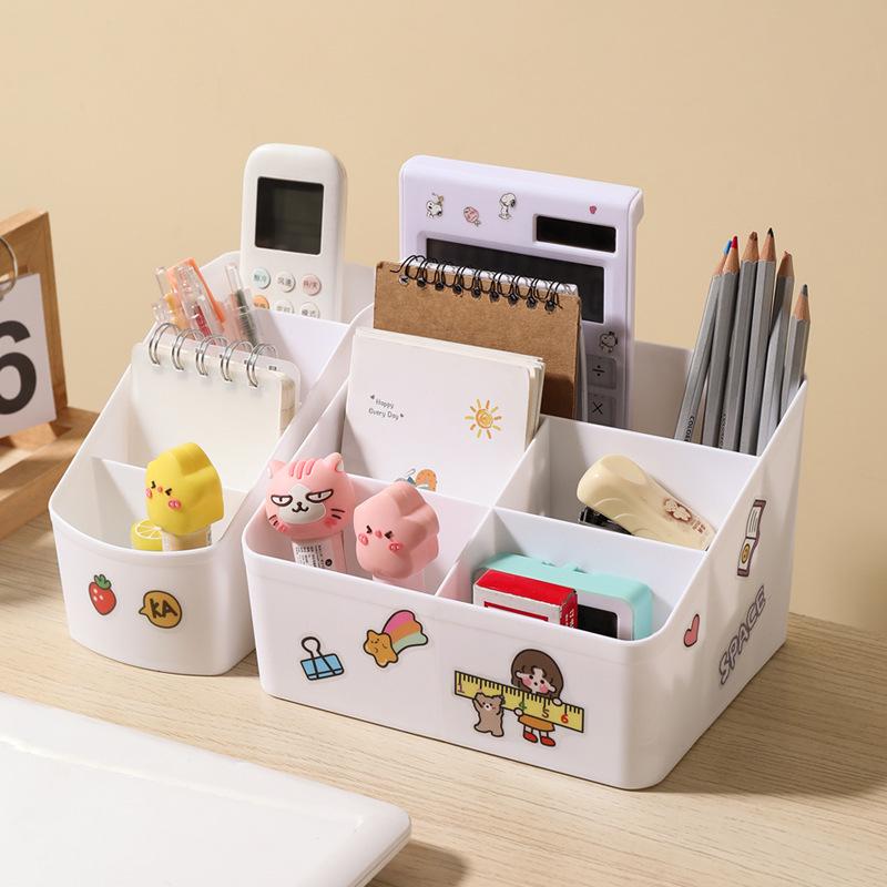 Multi-Grid Desktop Organizer: Cosmetics, Remote, Pen Holder, Storage Box