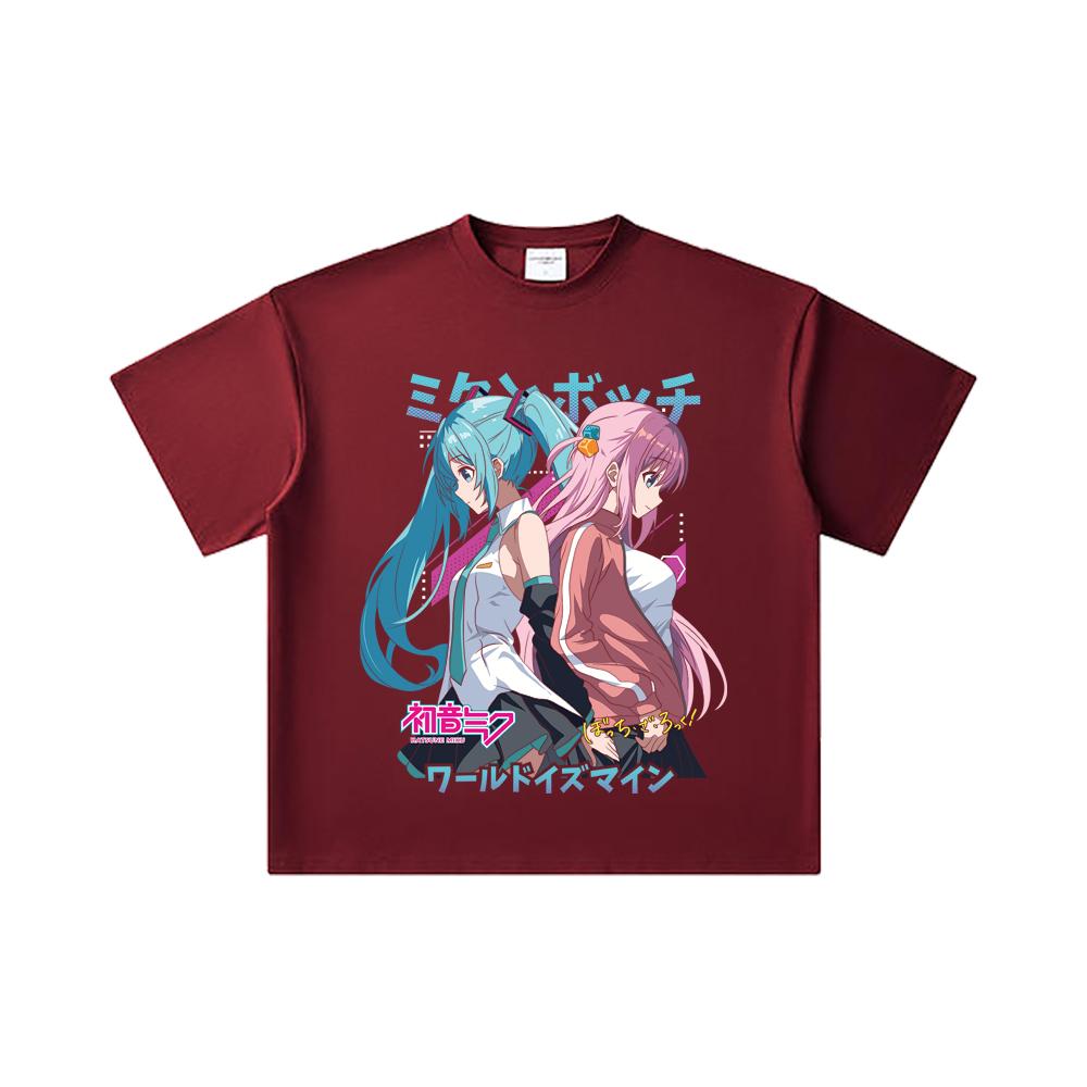 260 GSM Double Yarn 32 Count 100% Cotton Bocchi The Rock V3 Miku X Bocchi Print Unisex Heavy Cotton T Shirt