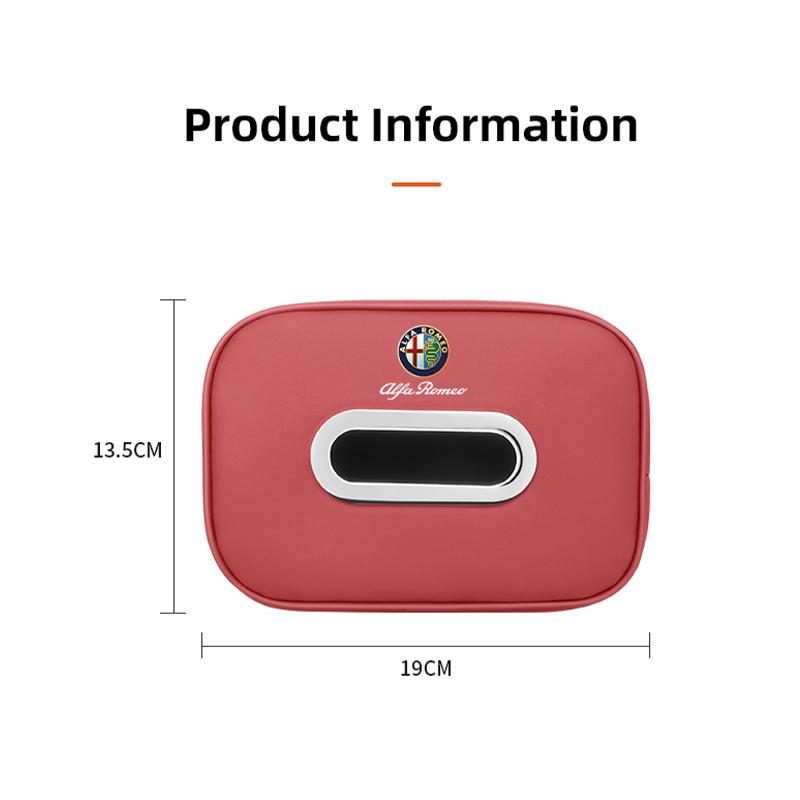Car Tissue Box Car Interior Accessories For Alfa Romeo 4C 159 Spider Giulia Giulietta GT Leather Tissue Storage Bag Kleenex Case