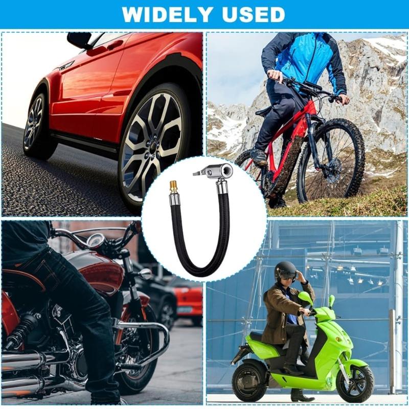 Adaptateur de tuyau de pompe à air, Tuyau d'extension pour valves Schrader et Presta, Tube de mandrin de pneu à verrouillage 8'', Gonfleur de pneu universel