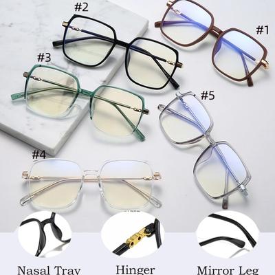 New Fashionable Anti Blue Light Big Square Frame Glasses UV Protection Unisex Non-slip with Metal Hinge Eye Glasses