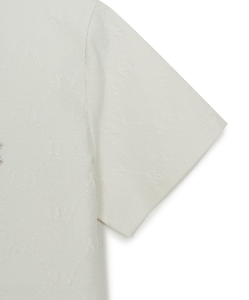 Emelbi Women'S Diamond Monogram Tone-Tone Jacquard Crop Short Sleeve T-Shirt Ny (Ivory)