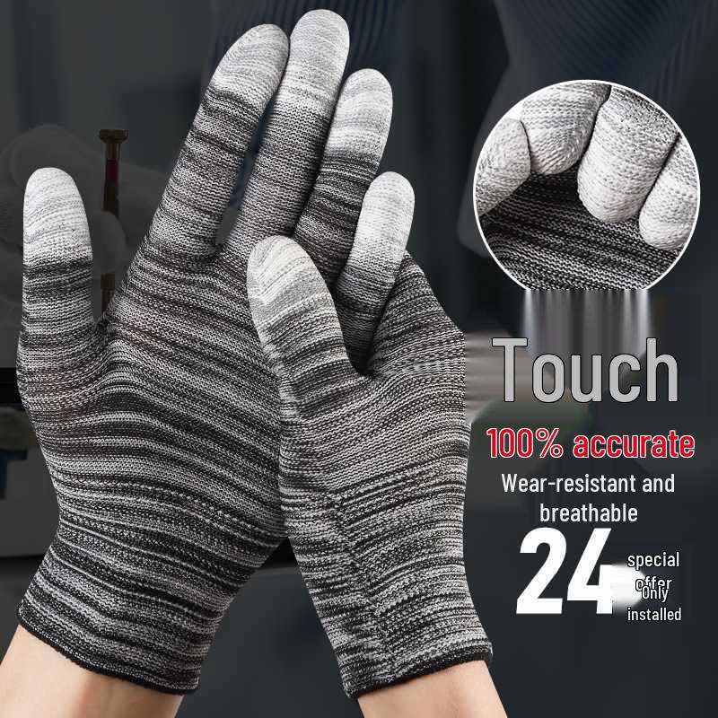 PU Antistatische Handschuhe - Atmungsaktiv, Abriebfest, Rutschfest, Getauchter Gummi, Finger- und Handflächenbeschichtet für Elektronikarbeiten