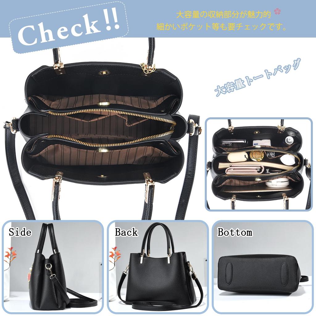 Shoulder Bag for PU Many Shoulder Black NICOLE&DORIS Women, Handbag, Crossbody, Leather, 2-Way, Cute, Pockets, Dividers, Popular, Waterproof, Women's