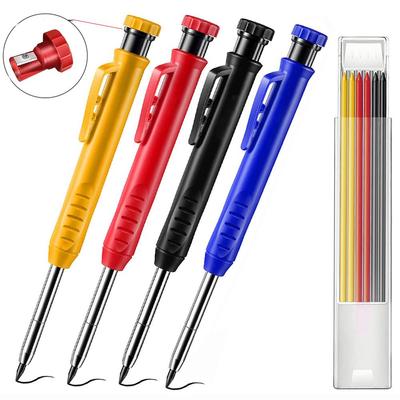 Solides Zimmermannsbleistift-Set mit Nachfüllminen, integriertem Spitzer, tiefes Loch, mechanischer Marker für Anreißer, Holzbearbeitungswerkzeuge