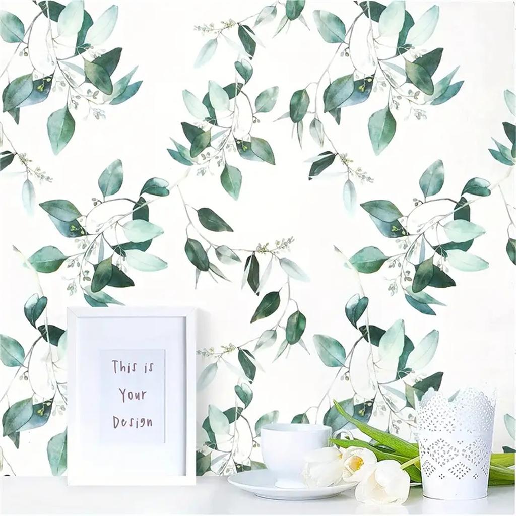 PVC Peel And Stick Wallpaper Removable Pink Flowers Watercolor Leaf Self Adhesive Wall Stickers Cabinet Decoration Easy To Clean