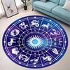 Zodiac Wheel Astrology Round Rug Purple and Blue Sun Sign Non Slip Floor Mat for Celestial Lovers