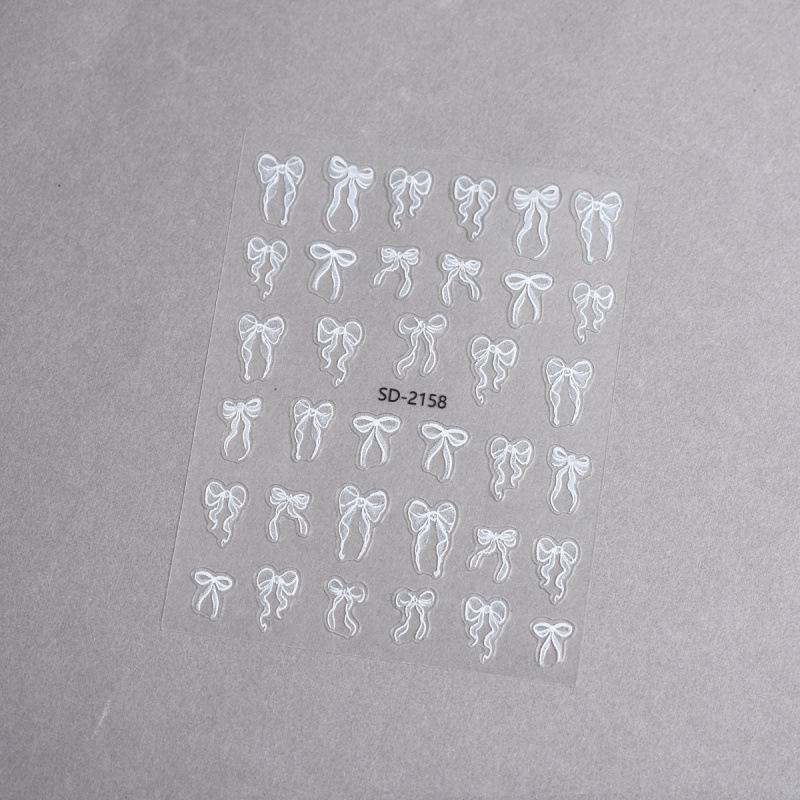 3D Ballet Bow & Ribbon Nail Stickers - DIY Nail Decals & Embossed Ornaments