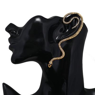 Tempérament Créatif Boucles d'Oreilles Serpent Suspendues à l'Oreille sans Trou d'Oreille pour Femmes, Boucles d'Oreilles Serpent Personnalisées en Alliage Incrustées de Diamants
