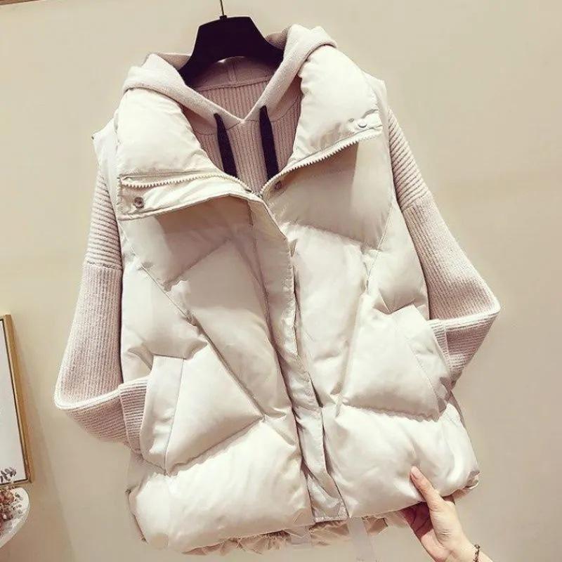Down Cotton Vest Women's Vest Autumn and Winter Korean Version of The Wild Thick Loose Waistcoat Cotton Waistcoat Jacket