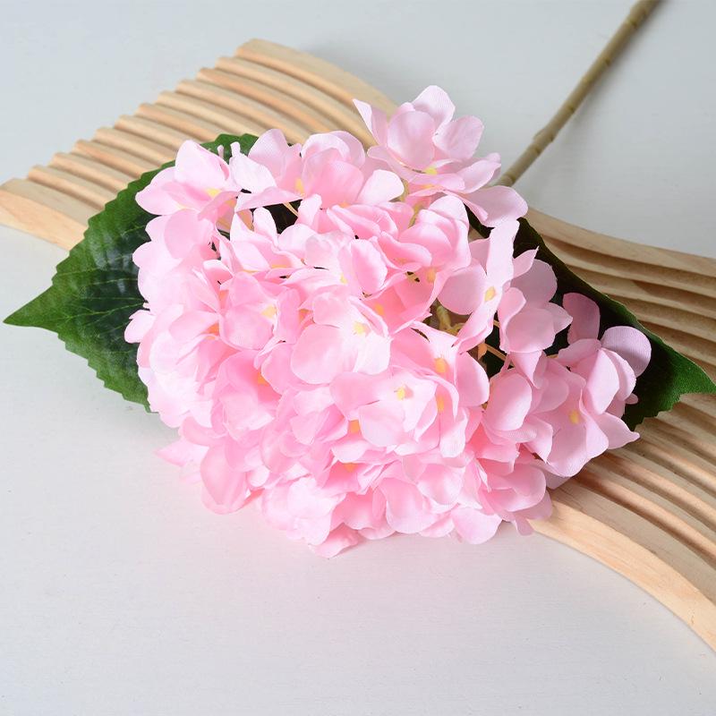 Artificial Hydrangea Single Stem with Leaves - Fake Flower for Wedding, Home, and Photography Decor