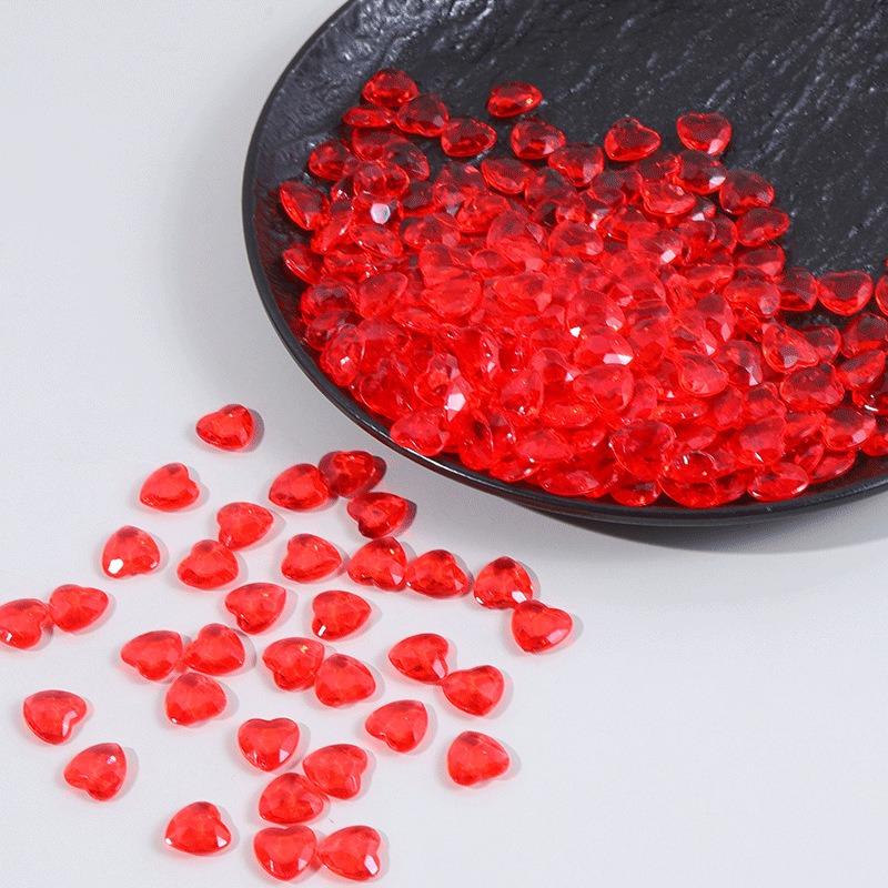 1Bag Acrylic Hearts Small Plastic Hearts Tiny Heart Decorations for Valentine Home Vase Fillers красный