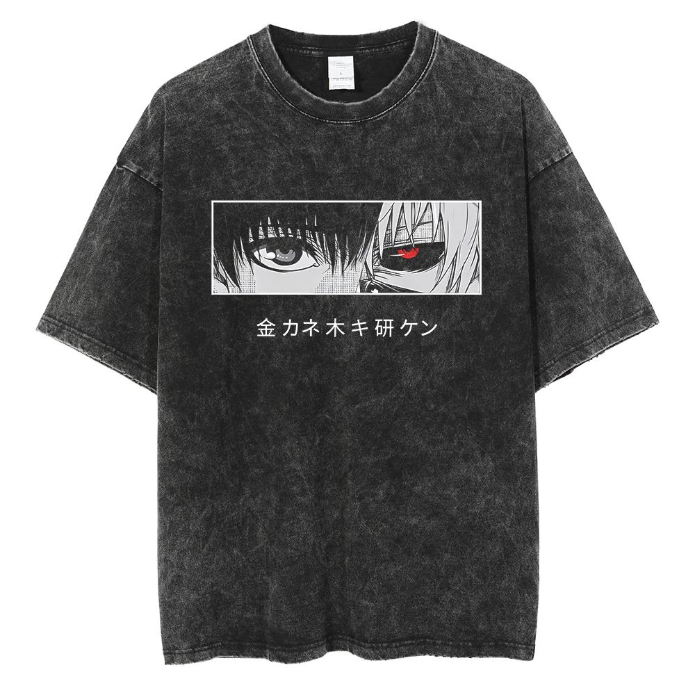 Anime Tokyo Ghoul Ken Kaneki Graphic T Shirt Men Vintage Gothic Tshirts Casual Loose Manga T-Shirt Harajuku Male Cotton T-shirt