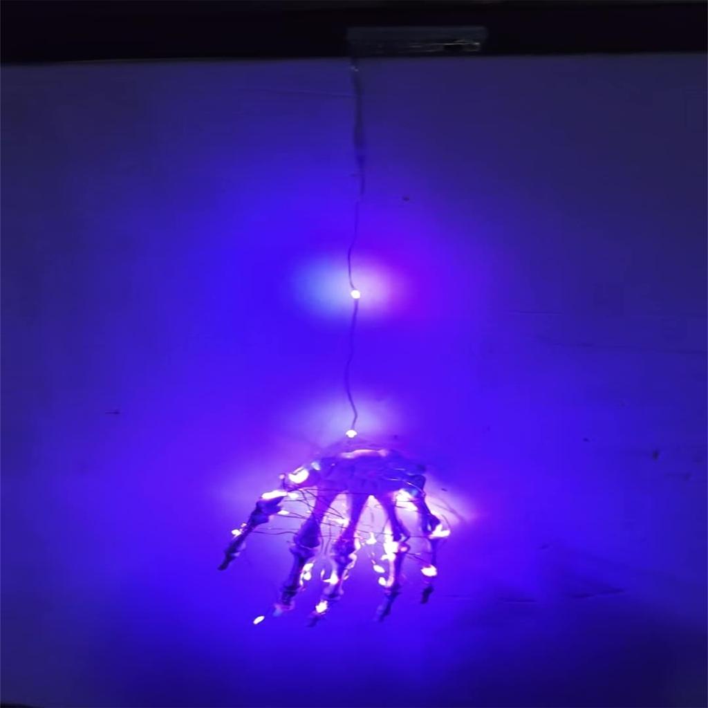 Purple Claw/ String Lights Plastic Skeleton Hand Design With Glowing Purple Effect Halloween Decorations