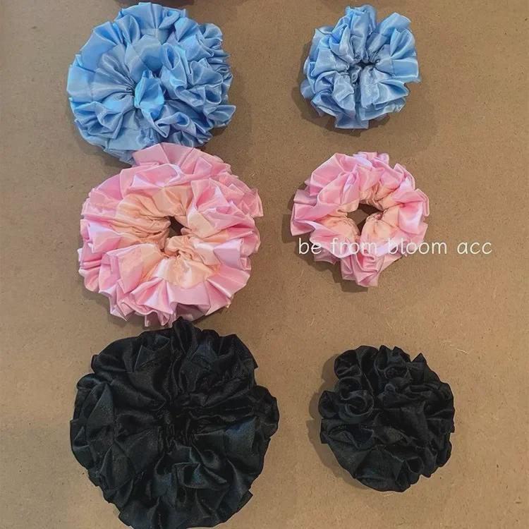 MONA Floral Satin Lace Hair Ring: Elegant French-Style Pleated Bun Accessory