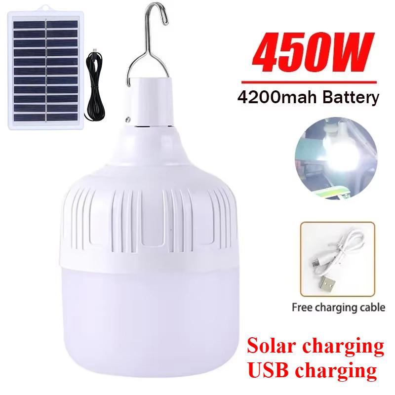 100-500W Rechargeable Portable LED Emergency Lights Outdoor Portable Lanterns Hanging Camping Energy Saving Bulb for Garden Tent