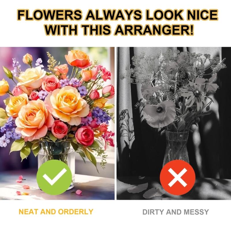 Blumensteckhalter aus Stahl, 4 Stück Blumengitter für Vase, Wiederverwendbare Bouquet-Fixierung, 5 Zoll Stahl-Blumenorganisatoren