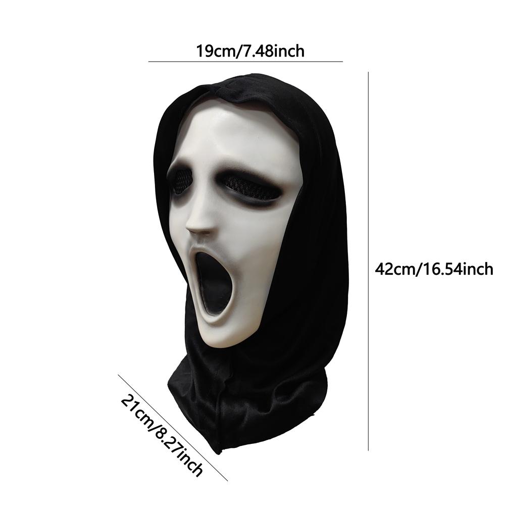 

1 шт. Маска капюшон Белый призрак на Хэллоуин – Страшный латексный костюм на всю голову для косплея в фильме ужасов, вечеринки Scream, маскарадного реквизита, декора