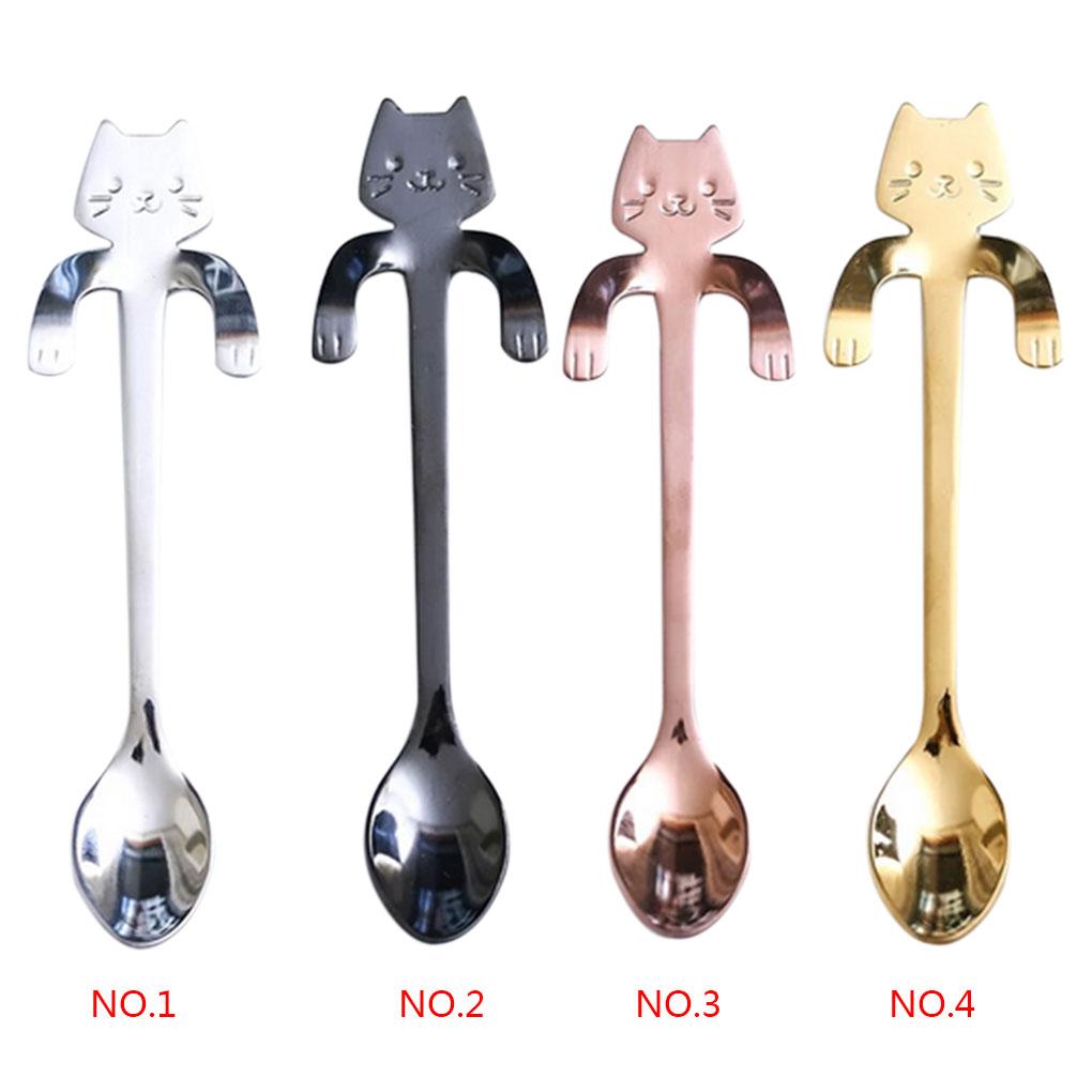 Cute Cat Coffee Spoon Stainless Steel Tea Ice Cream Spoon Teaspoon Xmas Gifts