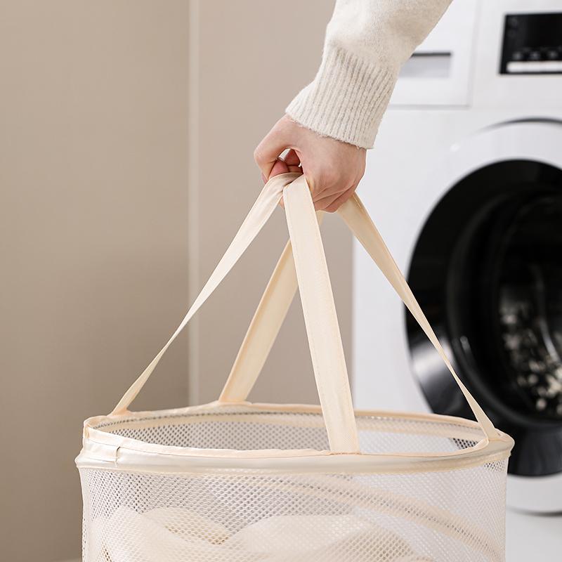 Collapsible Laundry Bag Foldable Laundry Basket Dirty Clothes Hamper Portable Mesh Dirty Clothes Basket Household Storage Basket