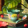 Green shadow cup ceramic mug household drinking cup office retro breakfast cup couple cup coffee cup