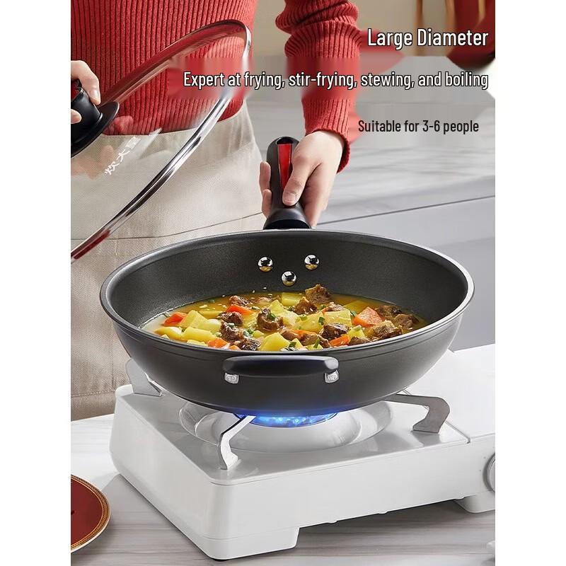 COOKER KING 36cm Non-Stick Flat Bottom Wok