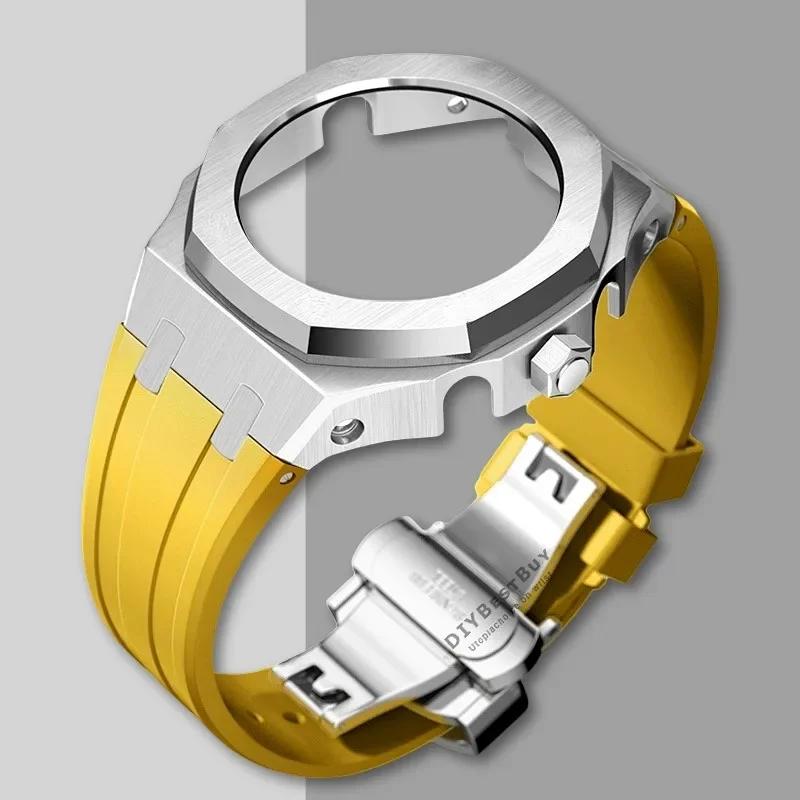 Ny Gen5 Casioak-fodral i rostfritt stål för G-Shock GA2100 Mod-kit Modifieringssats Metallram gummiband för GA2110 GAB2100