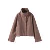2025 Autumn Jackets Women Casual Loose Stand Neck Long Sleeve Single Breast Short Jacket Fashion Solid Lady Warm Outwear