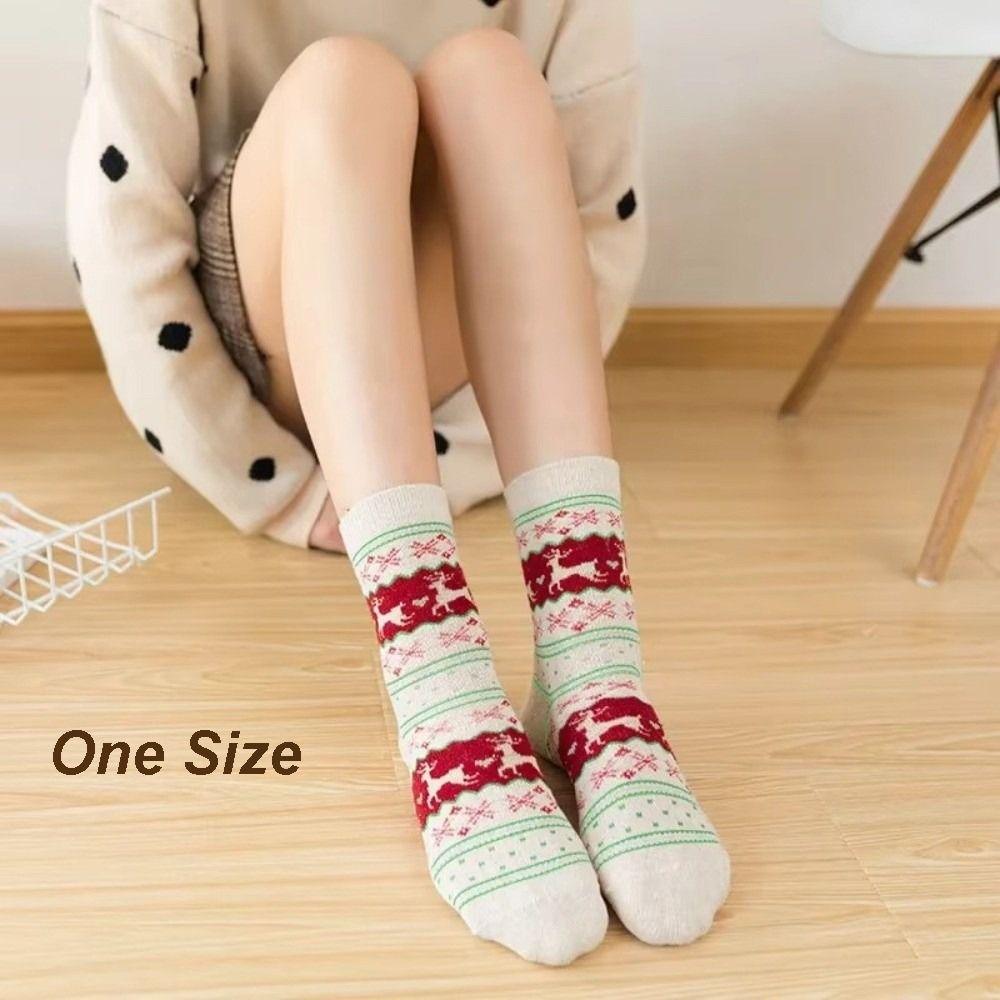Thickened Christmas Socks Elk Floor Socks High Quality Middle Tube Socks  Winter