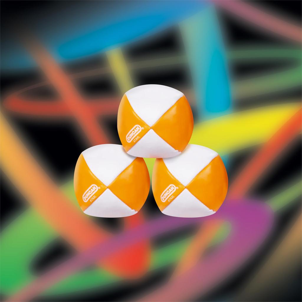 Duncan Juggling Balls of Vinyl Circus Balls with 4 Panel Plastic Beans - [Pack 3] Multicolor, Shells, Design,