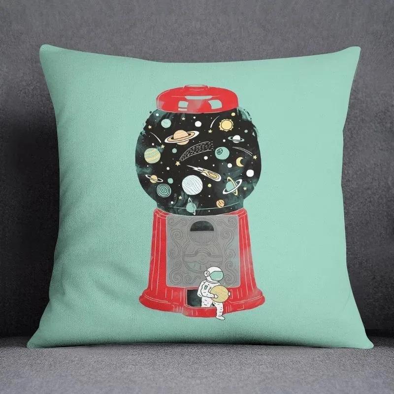 Planet astronaut cartoon pillowcase home fabric sofa cushion living room bed, car square pillow cover