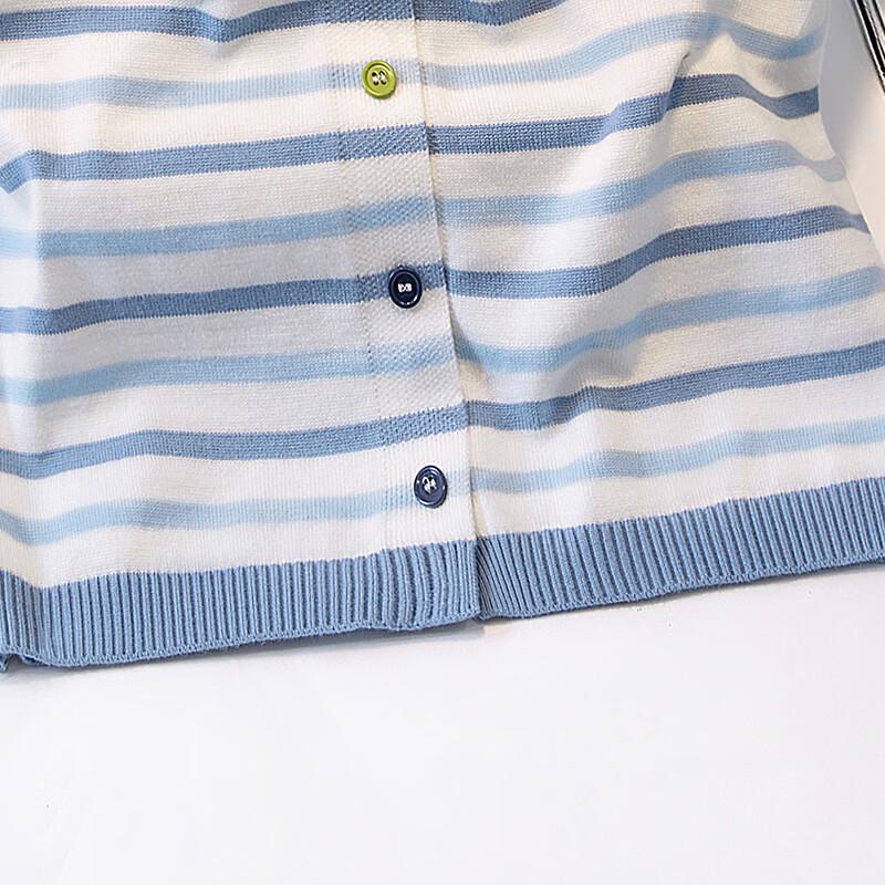 Damen Kurzarm Strick-T-Shirt mit Farbblock-Streifen