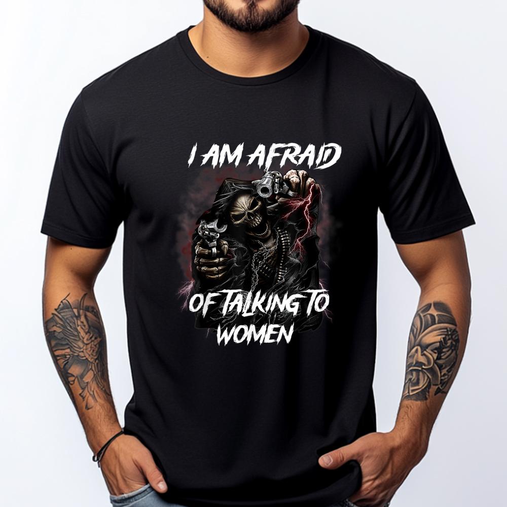 Im Afraid Of Women Shirt Men Skeleton Funny Mens Clothing 2025 Autumn Men Clothes Hip Hop