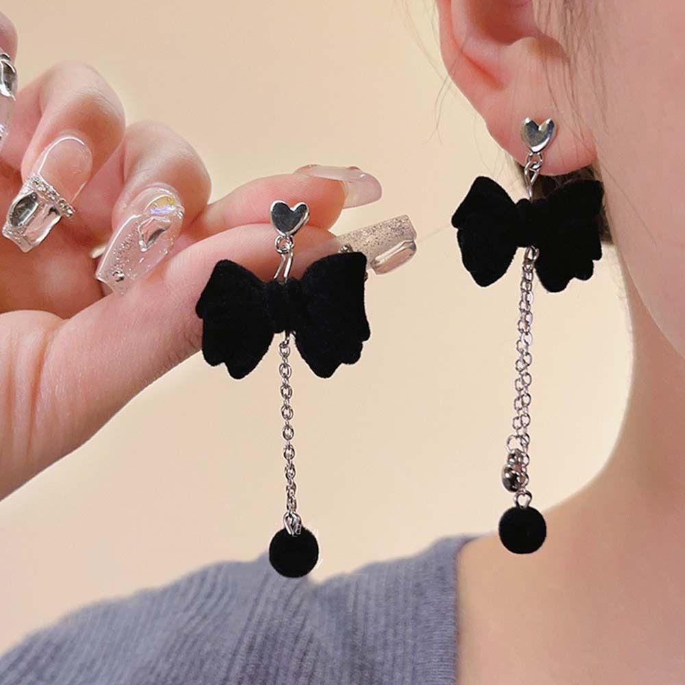 Love Heart Bow Drop Earrings Bowknot Bow Dangle Earrings Sweet Bowknot Ear Pendant  Party