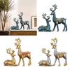 2 pcs Nordic Reindeer Figurine Crafts Resin Elk Sculpture Statue for Office Bookshelf Tabletop