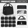 Insulated Lunch Bag Black 23x13x19cm Portable Handle Zipper Closure Thermal Cooler Food Container