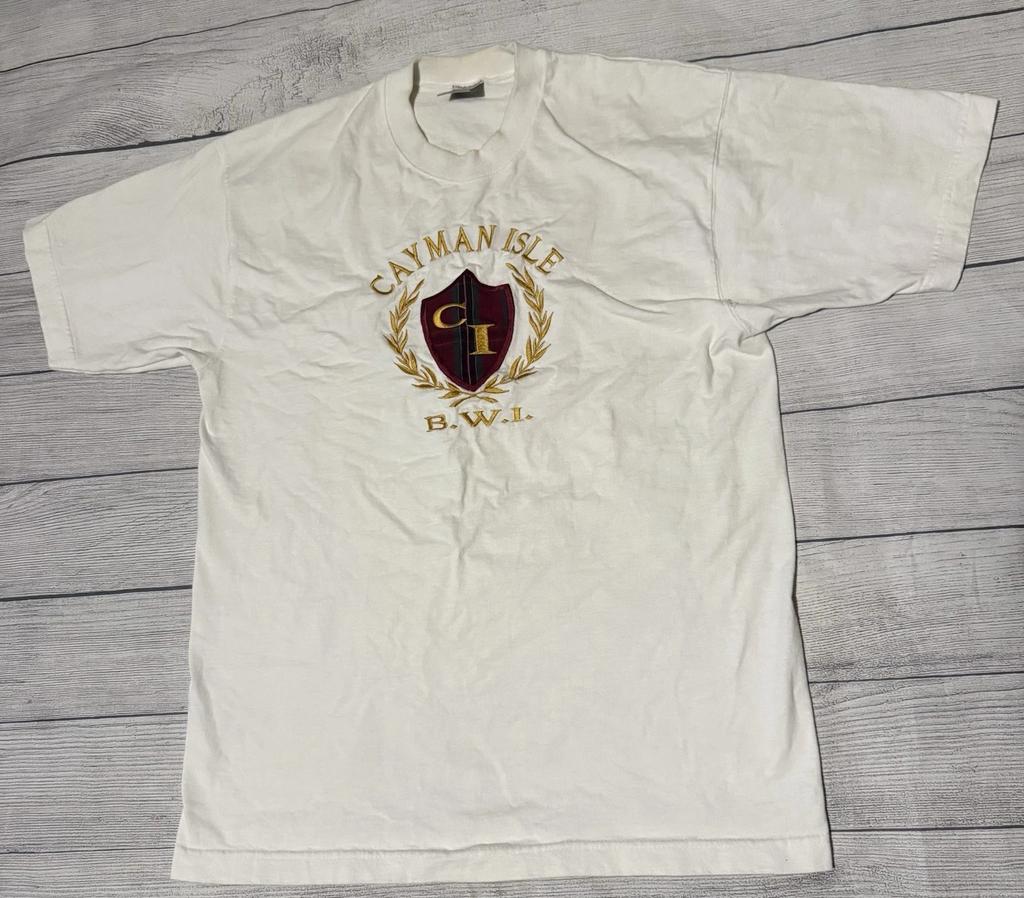 Vintage Cayman Islands Isle BWI T Shirt British West Indies Embroidered Size L