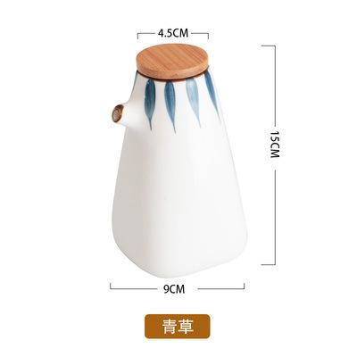 Japanese Hand Painted Ceramic Oil Vinegar Bottle Set Creative Kitchen Condiment Dispenser