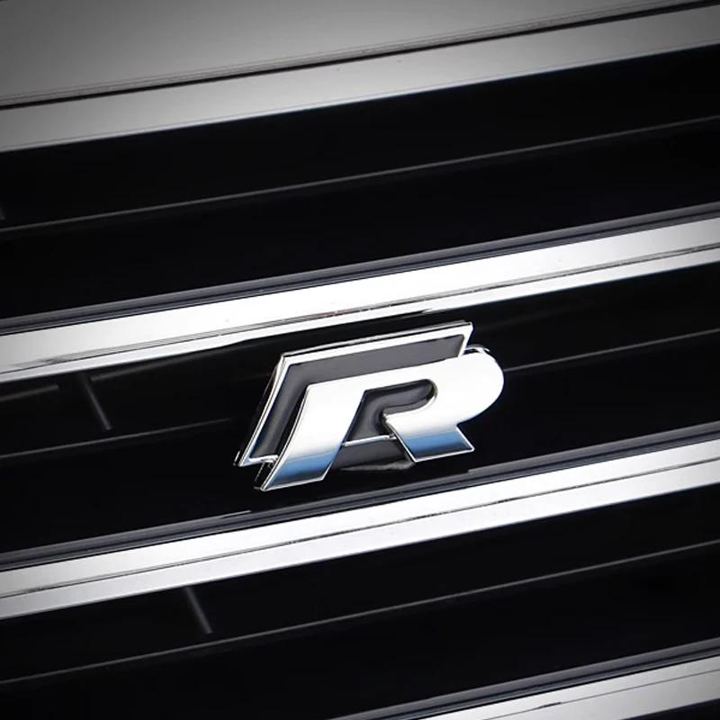 RUNTB1 VW 2026 Hot 3D Metal R Grille Badge Rear Tail Trunk Emblem Decal Stickers For Volkswagen VW Polo Passat Golf Jetta Tiguan Sagita