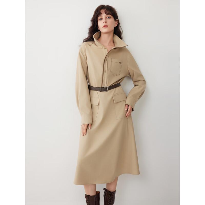 ELLE Women's Khaki Shirt Dress