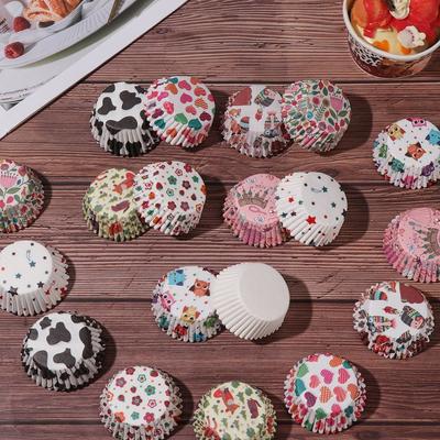 100PCS DIY Pastry Tools Cupcake Party Supplies Grease-proof Cake Paper Cups Flower Animal Muffin Cup