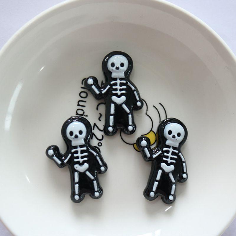 10 Pcs Cute Cartoon Halloween Ghosts, Skeletons, Pumpkins Flat Back Resin DIY Jewelry Hairpin Craft Decoration Accessorie